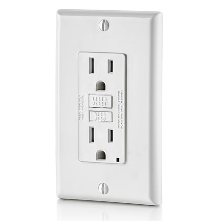 Leviton GFCI Receptacle, 15A, 125Vac, 5-15R, White GFTR1-W